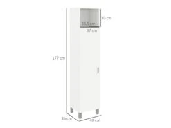 Armoire Colonne Meuble De Rangement Avec Niche Supérieure Et Placard 3 étagères Intérieures - 40 X 35 X 177 Cm - Blanc -Electroménager Soldes meuble de rangement 22167705