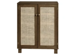 Meuble à Chaussures Avec Portes En Rotin En Couleur Marron 80 Cm