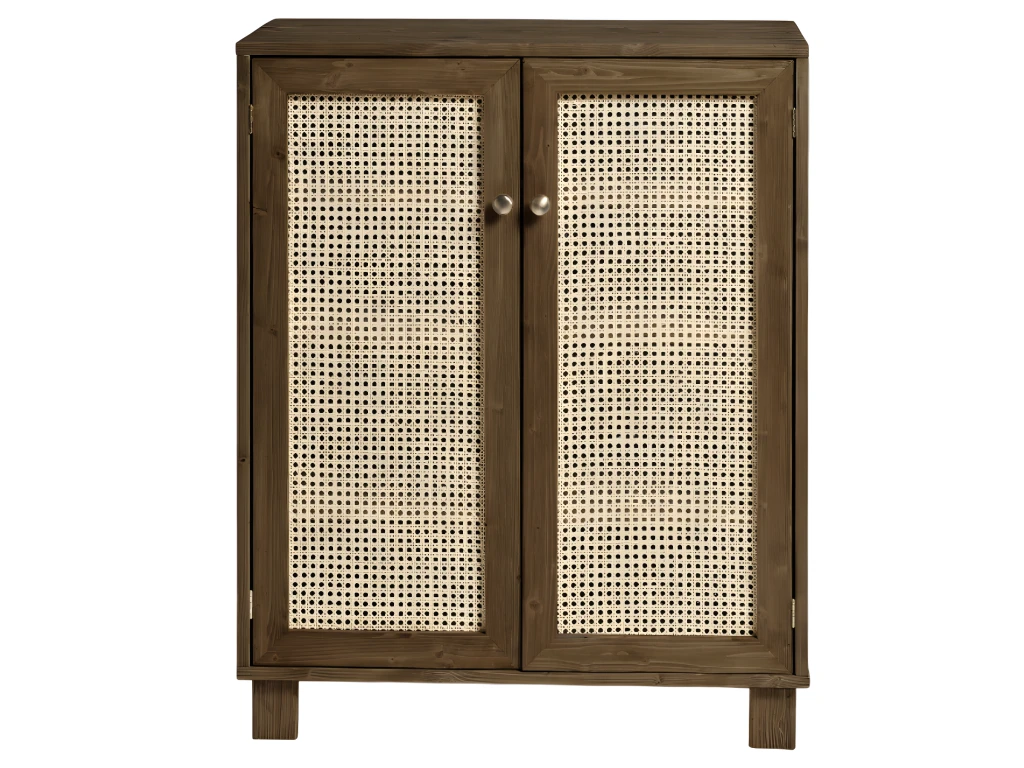 Meuble à Chaussures Avec Portes En Rotin En Couleur Marron 80 Cm 3 Meuble à Chaussures Avec Portes En Rotin En Couleur Marron 80 Cm