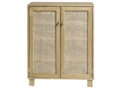 Meuble à Chaussures Avec Portes En Rotin En Couleur Naturel 120 Cm