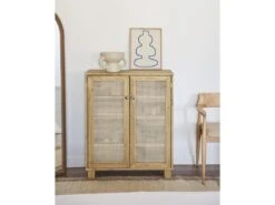 Meuble à Chaussures Avec Portes En Rotin En Couleur Naturel 120 Cm -Electroménager Soldes meuble de rangement 22181757