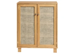 Meuble à Chaussures Avec Portes En Rotin Couleur Marron Clair 100 Cm