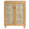Meuble à Chaussures Avec Portes En Rotin En Couleur Marron Clair 80 Cm -Electroménager Soldes meuble de rangement 22181921