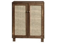 Meuble à Chaussures Avec Portes En Rotin Marron Vieilli 120 Cm