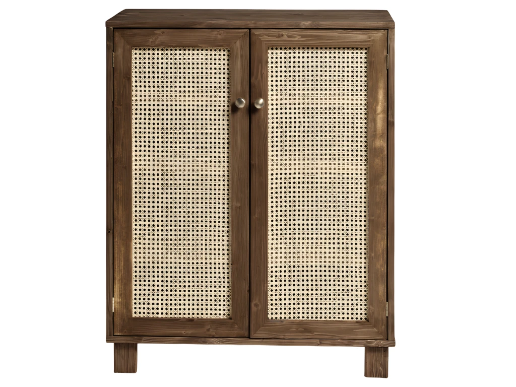 Meuble à Chaussures Avec Portes En Rotin Marron Vieilli 120 Cm 3 Meuble à Chaussures Avec Portes En Rotin Marron Vieilli 120 Cm