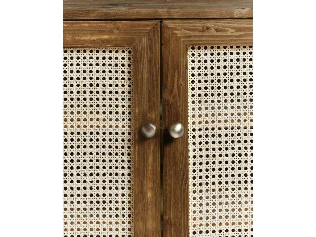 Meuble à Chaussures Avec Portes En Rotin Marron Vieilli 120 Cm 6 Meuble à Chaussures Avec Portes En Rotin Marron Vieilli 120 Cm – Image 4