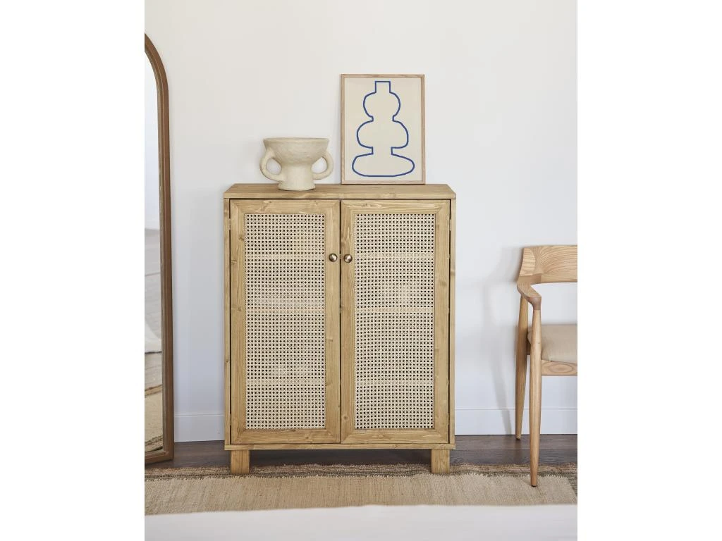 Meuble à Chaussures Avec Portes En Rotin En Couleur Naturel 100 Cm 4 Meuble à Chaussures Avec Portes En Rotin En Couleur Naturel 100 Cm – Image 2