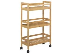 Desserte Roulante 3 Niveaux En Bambou H 80 Cm