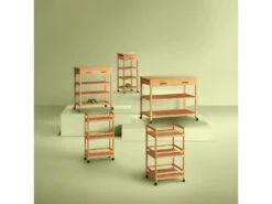 Desserte Roulante De Cuisine En Bambou H 90 Cm -Electroménager Soldes meuble de rangement 22716335