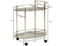 Dorée Sur Roulettes Chariot De Service En Verre Chariot à Thé -Electroménager Soldes meuble de rangement 22730999