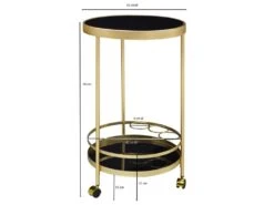 Desserte Table D'appoint Dorée Sur Roulettes Chariot De Salle à Manger En Verre Rond Ø 45 Cm -Electroménager Soldes meuble de rangement 22731007