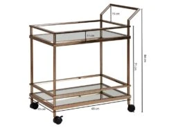 Chariot De Service Table D'appoint Dorée Roulettes Cuisine Chariot à Manger Chariot à Thé En Verre -Electroménager Soldes meuble de rangement 22731017