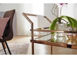 Chariot De Service Table D'appoint Dorée Roulettes Cuisine Chariot à Manger Chariot à Thé En Verre -Electroménager Soldes meuble de rangement 22731021