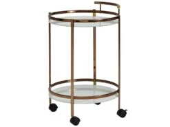 Dorée à Roulettes Chariot à Manger En Verre Environ 50cm