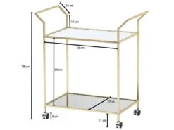 Design Chariot De Service Verre Or 73x78x37 Cm Rétro Chariot De Thé -Electroménager Soldes meuble de rangement 22731039