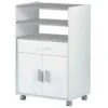 Chariot Dmatte, Meuble Auxiliaire De Cuisine à Roulettes, Armoire Polyvalente Avec 2 Portes Et 1 étagère, 59x40h92 Cm, Blanc -Electroménager Soldes meuble de rangement 22748971
