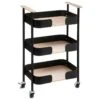 Desserte De Cuisine Roulante à 3 Niveaux En Métal Noir Et Bois H 74.6 Cm -Electroménager Soldes meuble de rangement 22922679
