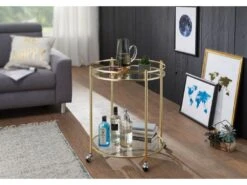 Chariot De Service ø 57 Cm Verre / Métal Chariot De Nourriture Roulant -Electroménager Soldes meuble de rangement 22935325