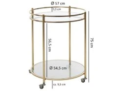 Chariot De Service ø 57 Cm Verre / Métal Chariot De Nourriture Roulant -Electroménager Soldes meuble de rangement 22935327