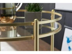 Chariot De Service ø 57 Cm Verre / Métal Chariot De Nourriture Roulant -Electroménager Soldes meuble de rangement 22935329