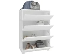 Commode à Chaussures 12 Paires 4 Abattants Blanc