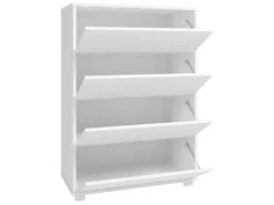 Commode à Chaussures 12 Paires 4 Abattants Blanc -Electroménager Soldes meuble de rangement 22969851