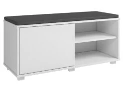 Meuble D'Entrée Meuble Bout De Lit 1 Porte 4 Niches Blanc