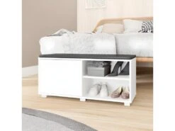 Meuble D'Entrée Meuble Bout De Lit 1 Porte 4 Niches Blanc -Electroménager Soldes meuble de rangement 22969881