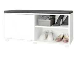 Meuble D'Entrée Meuble Bout De Lit 1 Porte 4 Niches Blanc -Electroménager Soldes meuble de rangement 22969883