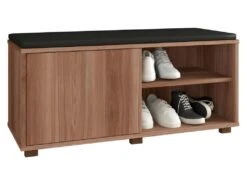 Meuble D'Entrée Meuble Bout De Lit 1 Porte 4 Niches Châtaignier