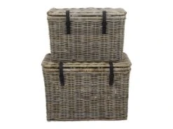 Lot De 2 Malles En Kubu NEFTA - L80 X P45 X H55 Cm Et L70 X P35 X H45 Cm - Gris Naturel -Electroménager Soldes meuble de rangement 452705
