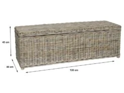 Coffre De Rangement En Kubu GAO - L130 X P45 X H44 Cm - Gris Naturel -Electroménager Soldes meuble de rangement 452723