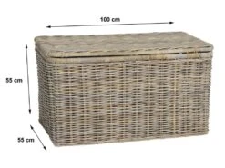 Coffre De Rangement En Kubu TIMGAD - L100 X P55 X H55 Cm - Gris Naturel -Electroménager Soldes meuble de rangement 452727