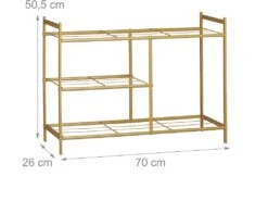 Meuble à Chaussures 3 étagères Rangement Métal Pour 8 Paires Avec Poignées Marron Clair 13_0001640_2