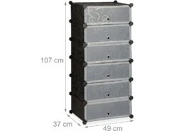 Armoire étagère Meubles à Chaussures Rangement Plastique Chaussures Modulable 12 Paires Noir 13_0001661_3