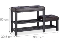 Banc D’entrée Meuble Chaussure Banquette Tabouret 90,5 Cm Marron 13_0000352