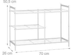 Meuble à Chaussures 3 étagères Rangement Métal Pour 8 Paires Avec Poignées Marron Blanc 13_0001640_3