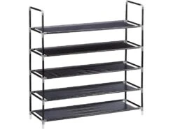 Étagère à Chaussures Meuble Souliers Bottes étages Niveaux 5 Niveaux Jusqu'à 25 Paires 90,5 Cm Noir 13_0001028_2