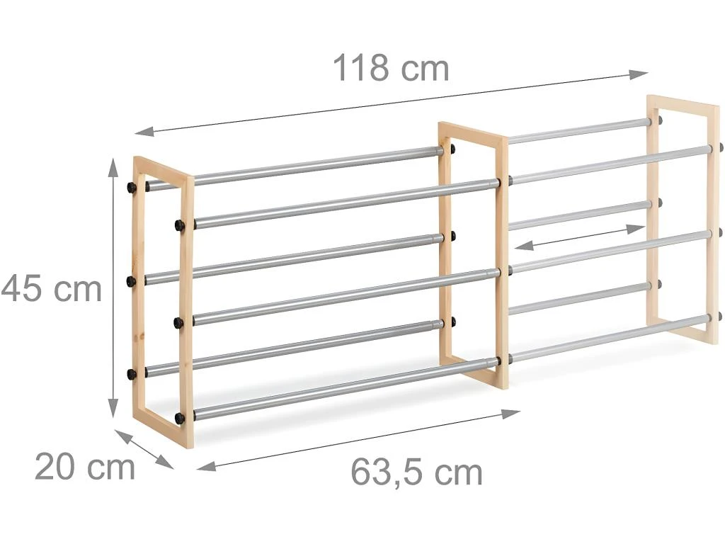 Étagère Meuble Ouvert Chaussures En Bois Et Fer Extensible 13_0001068 3 Étagère Meuble Ouvert Chaussures En Bois Et Fer Extensible 13_0001068
