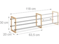 Étagère Meuble Ouvert Chaussures En Bois Et Fer Extensible 13_0001068_2
