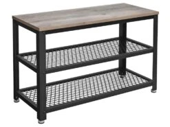 Banc à Chaussures étagère à Chaussures à 3 Niveaux Avec Armature Métallique 73 X 30 X 45 Cm Pour Entrée Salon Couloir Style Industriel Beige Et Noir 12_0002771