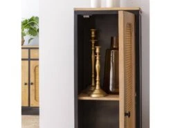 Colonne En Bois De Manguier Et Cannage Ezra -Electroménager Soldes meuble de rangement 8831557