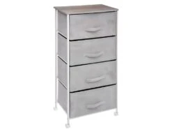 Meuble De Rangement 4 Tiroirs De Couleur Gris Clair - L.45 X P.30 X H.96 Cm