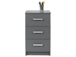 ZEINE - Meuble De Rangement 3 Tiroirs Gris Graphite -Electroménager Soldes meuble de rangement 9417325