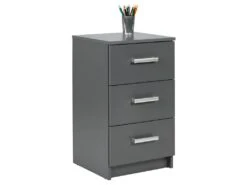 ZEINE - Meuble De Rangement 3 Tiroirs Gris Graphite -Electroménager Soldes meuble de rangement 9417327