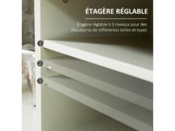 Meuble Chaussures Banc à Chaussures 2 En 1 Style Bohème Chic 2 Portes étagère Réglable - MDF Vert D'eau Aspect Chêne Clair Rotin -Electroménager Soldes meuble de rangement 9420323