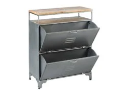 OMAYA - Meuble à Chaussures 2 Portes Acier Brut Et Manguier -Electroménager Soldes meuble de rangement 9420621