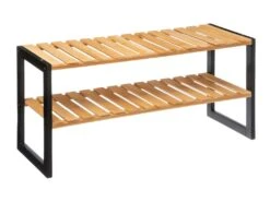 Etagère Range Chaussures Empilable En Bambou Et Métal
