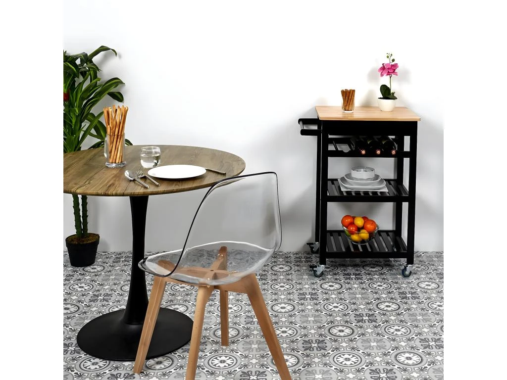 KWIT - Desserte à Roulettes Noire Avec Porte-Bouteilles 4 KWIT - Desserte à Roulettes Noire Avec Porte-Bouteilles – Image 2