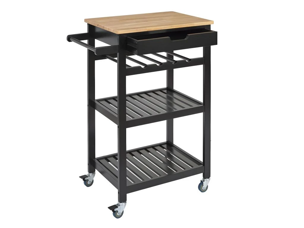 KWIT - Desserte à Roulettes Noire Avec Porte-Bouteilles 5 KWIT - Desserte à Roulettes Noire Avec Porte-Bouteilles – Image 3